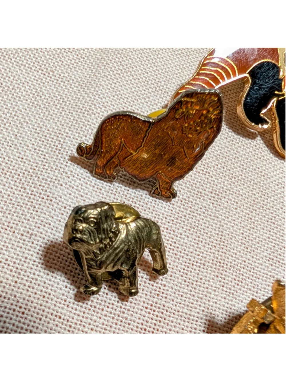 Vintage Animal Pin Lot 7 Enamel Lapel Pins Dog Bunny Red Panda Ram Bird Donkey